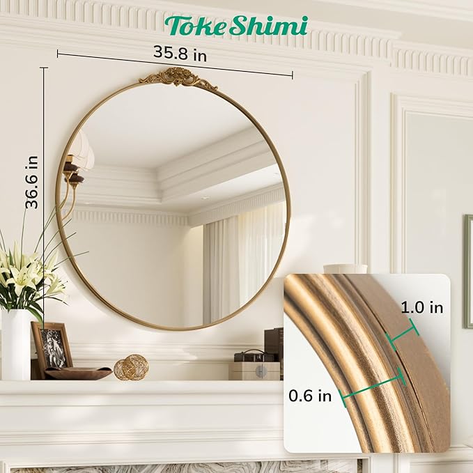 TokeShimi 36x36 Vintage Round Mirror - Image 7