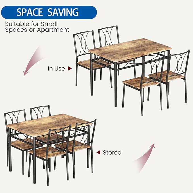 IDEALHOUSE Dining Table Set for 4, Kitchen Table and Chairs Set for 4, - Image 6