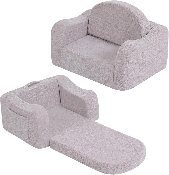 Welnow Kids Sofa, 2-in-1 Soft Sherpa Toddler Chair, Convertible Toddler Couch by LifeGetsBetterWithWelnow