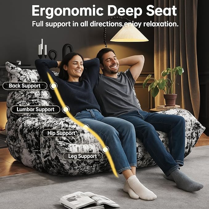 Bean Bag Chairs for Adults, Memory Foam Couch Loveseat Sofa Chair, Soft Teddy - Image 5