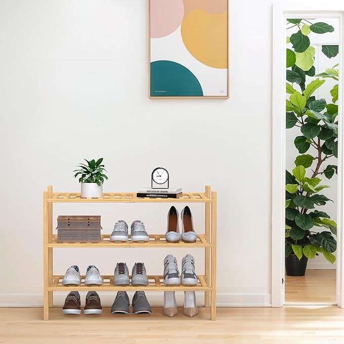 Haddockway Large 3 Tier Bamboo Shoe Rack Storage Organizer, Small Space - Image 2