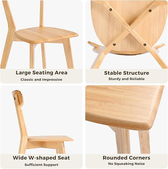 DELAVIN Soild Wood Dining Chairs Set of 2, Oak Wood Kitchen Chairs, Mid Century - Image 7