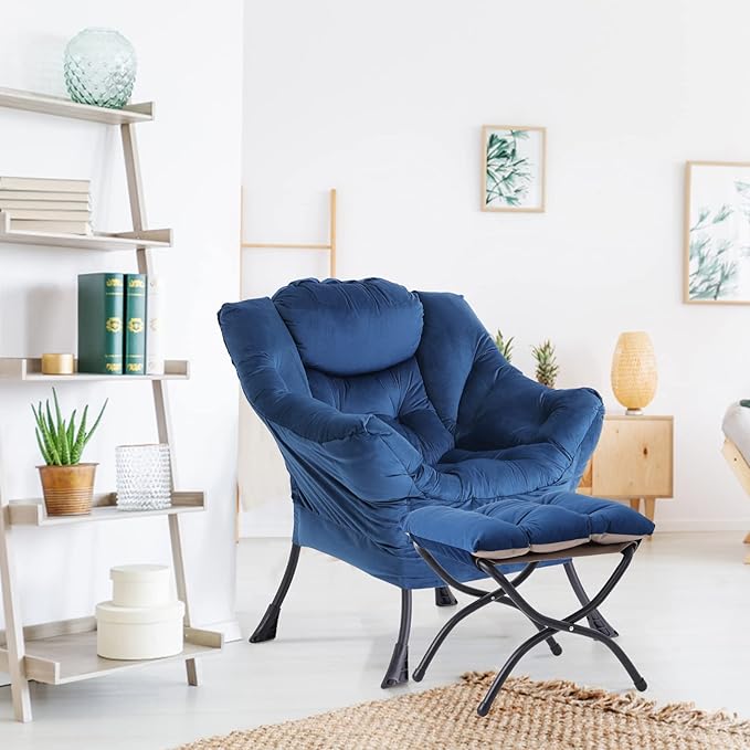 LITA Lazy Chair with Ottoman, Modern Accent Leisure Upholstered Sofa Chair - Image 6