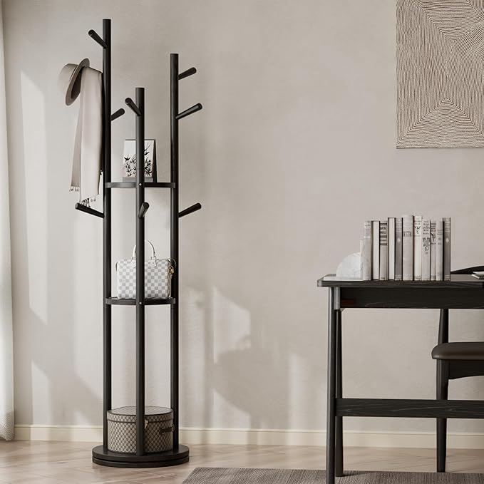 Solid Wood Rotary Coat Rack, Freestanding Coat Rack - Image 7