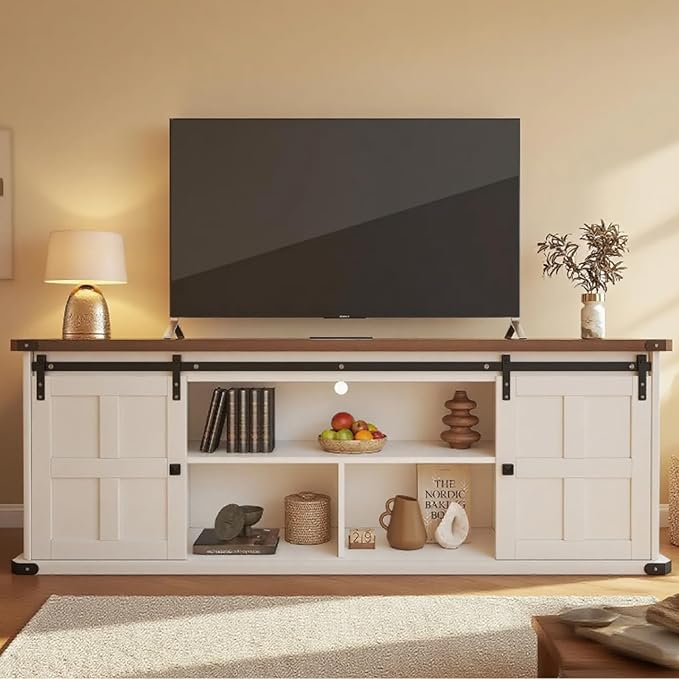 GAOMON 70" Farmhouse TV Stand for 80/75/70 Inch TVs, Entertainment Center - Image 2