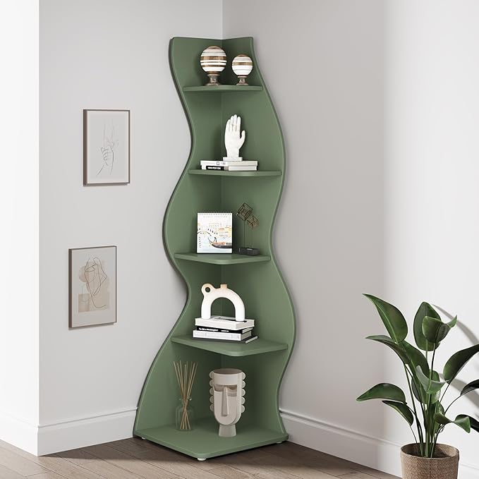 Tribesigns Corner Shelf, Modern 5-Tier Wall Corner Bookshelf, Stylish Corner - Image 8