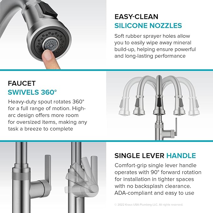 KRAUS Allyn Industrial Pull-Down Single Handle Kitchen Faucet in Matte Black - Image 10