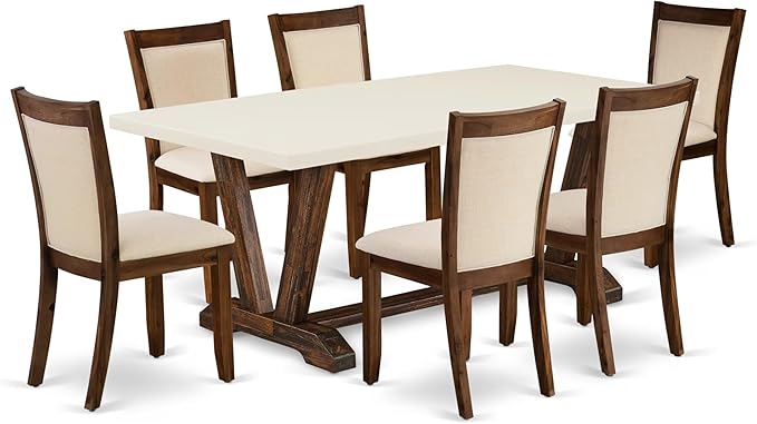 East West Furniture V727MZN32-7 7 Piece Dining Table Set Consist of a Rectangle by EastWestFurniture