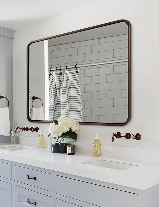ANDY STAR Bronze Bathroom Mirror 30X40, Large Brushed Bronze Mirror - Image 3