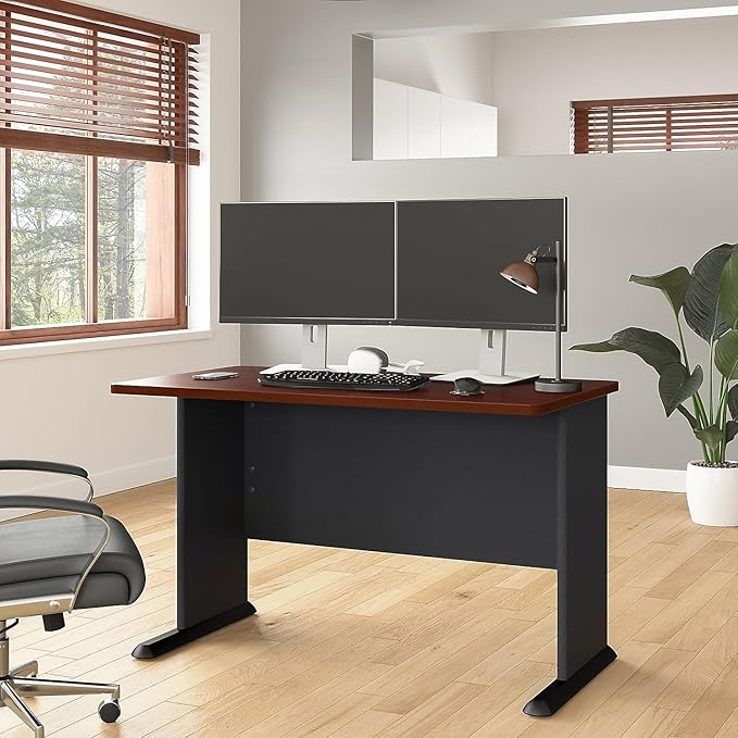 Bush Business Furniture Series A 48W Computer Desk in Hansen Cherry and Galaxy - Image 2