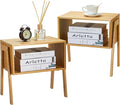 Pipishell Bamboo Stackable End Tables, Wood Living Room Nightstand, Bedside by Pipishell