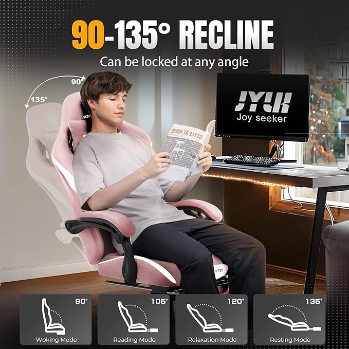GTRACING Gaming Chair with Foot Rest & Pocket Spring Cushion, Breathable Fabric - Image 7