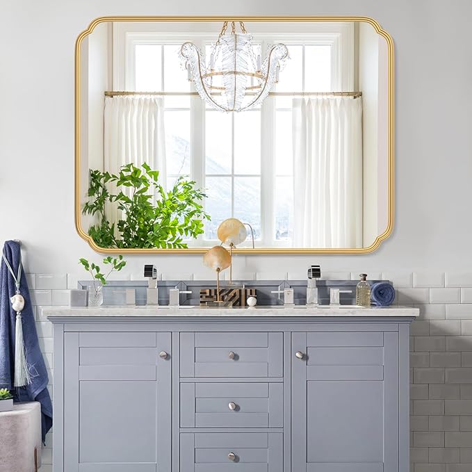 36 x 48 Inch Gold Bathroom Vanity Mirror - Image 5