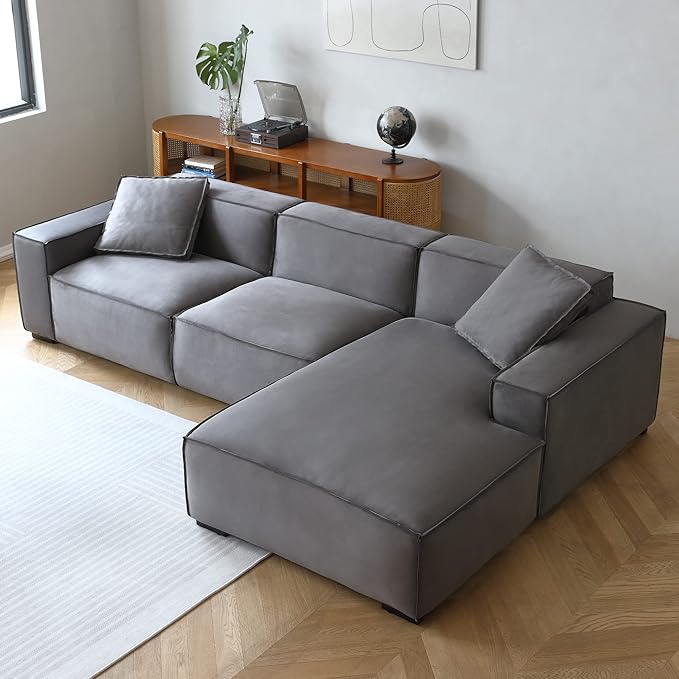Acanva Modern L-Shaped Deep Sectional Sofa Furniture Set - Image 8