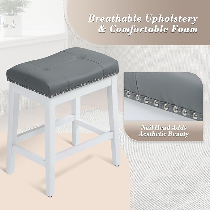 Athena Collection Bar Stools Set of 2, 25 Inches Counter Height Bar Stools - Image 6