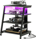 4-Tier AV Media Stand with Wheels, Stereo Stands, Media Console Shelf with by Choezon