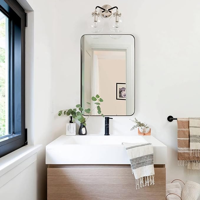 ANDY STAR Bronze Mirror for Wall, 30x36” Rounded Rectangle Bathroom Mirror - Image 9