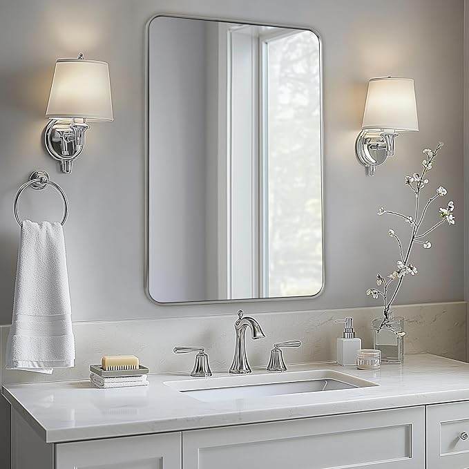 ANDY STAR Brushed Nickel Mirror, Stainless Steel Metal Frame 24x36 Inch - Image 5