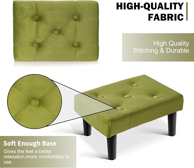 HOUCHICS Small Footstool Ottoman, Velvet Soft Footrest Ottoman - Image 8