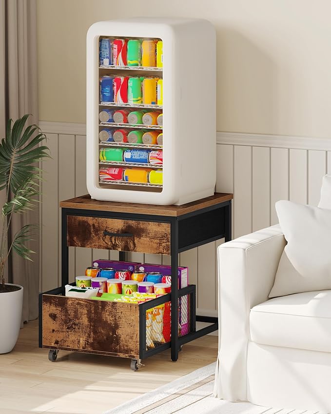 End Table, 19.7 Inch Square Side Table, Mini Fridge Stand - Image 2