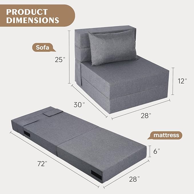 Folding Sofa Bed, Convertible Futon Sofa Bed - Image 2