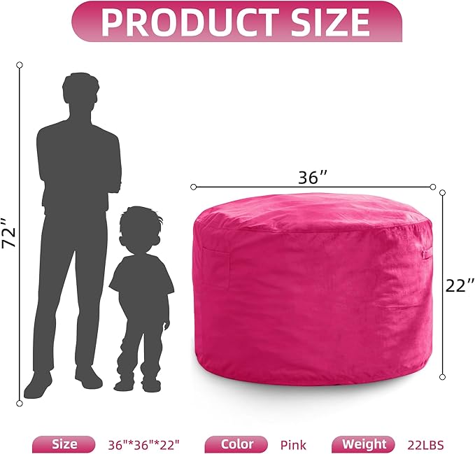Hobestluk 3FT Bean Bag Chair Giant Bean Bag Chairs - Image 2
