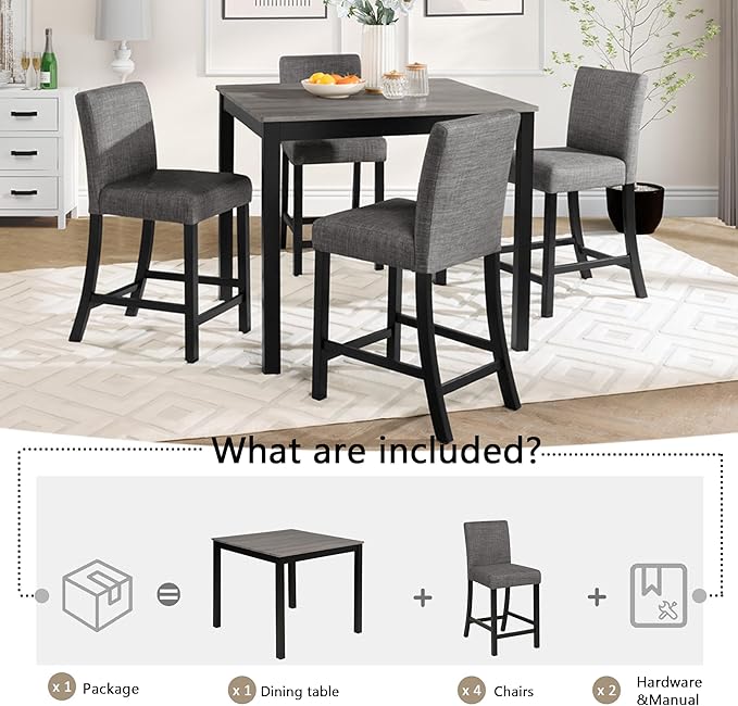 KEIKI 5-Piece Counter Height Dining Table Set - Image 6