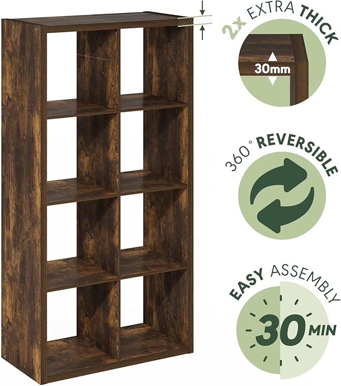 Furinno Cubicle Open Back Decorative Cube Storage Organizer, Amber Pine - Image 6