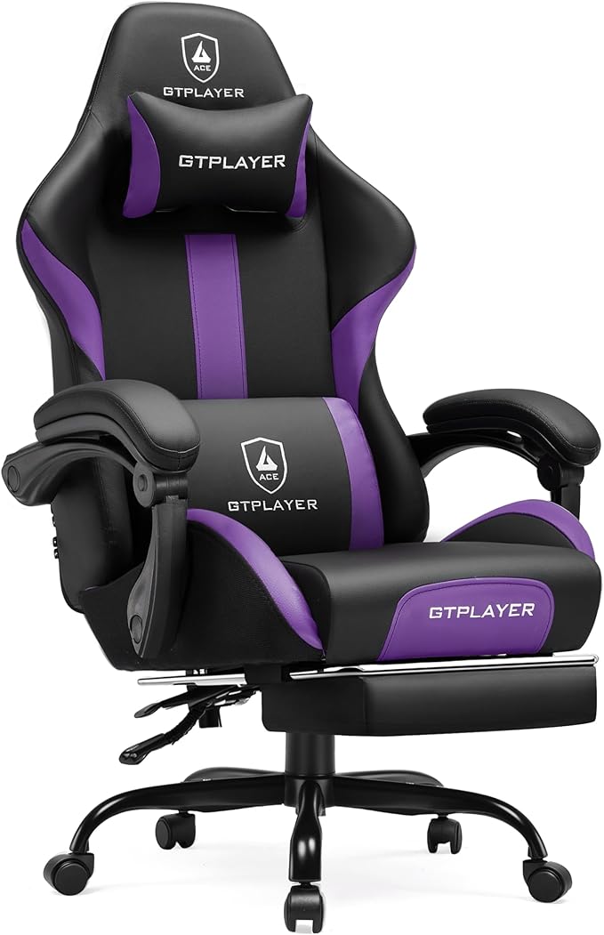 GTRACING Gaming Chair with Foot Rest & Pocket Spring Cushion, Ergonomic High by GtracingDirect