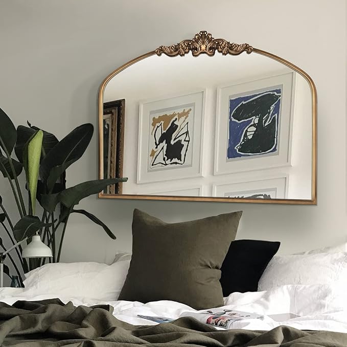 WAMIRRO Arched Mirror, Antique Brass Mirrors by WAMIRRO