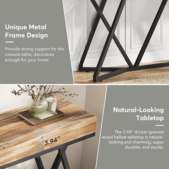Tribesigns 55 Inches Console Table, Farmhouse Sofa Table Wood Entryway Table - Image 8