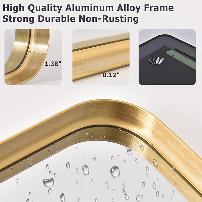 30 x 22 Inch Gold Bathroom Mirror - Image 4