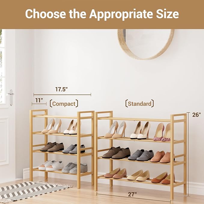 Haddockway Bamboo Shoe Rack for Closet, Free Standing Shoe Organizer - Image 3