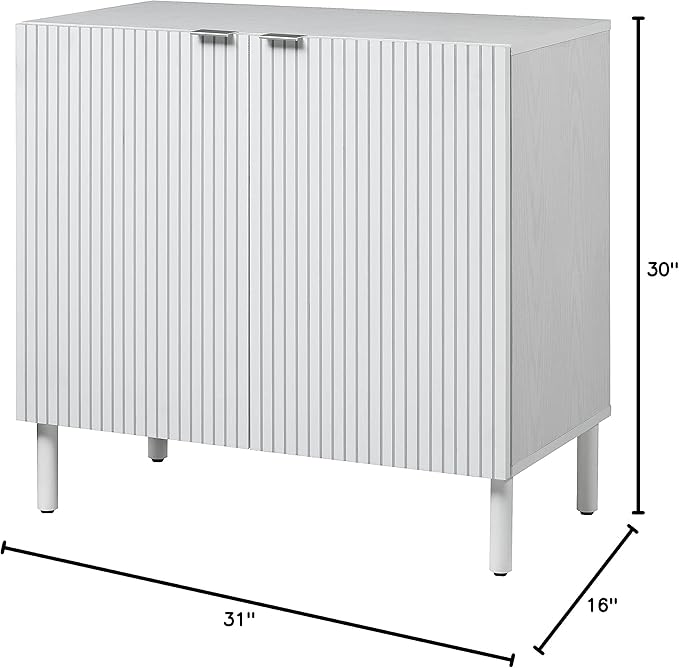 Sango Merk 2-Door Cabinet, Modern White Storage Cabinet - Image 2