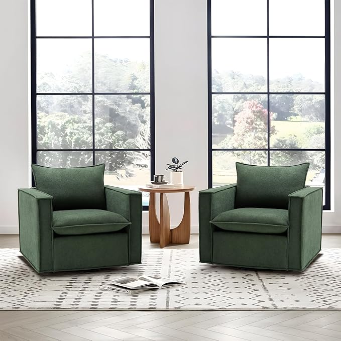 COLAMY Swivel Accent Chair Set of 2, 34 Inches Wide Upholstered Arm Chair - Image 7