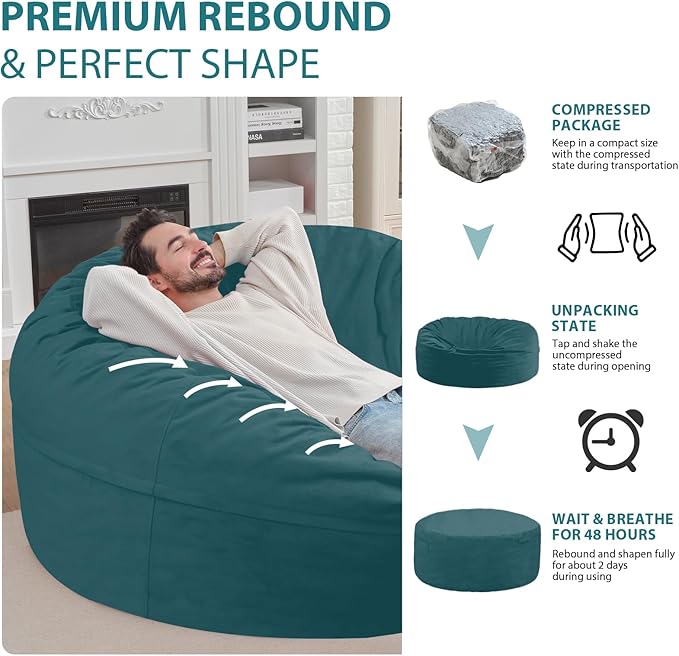 6FT Bean Bag Chair, Large Bean Bag Chairs - Image 6