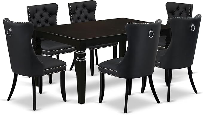 East West Furniture LGDA7-BLK-12 7 Piece Dinette Set Contains a Rectangle by EastWestFurniture