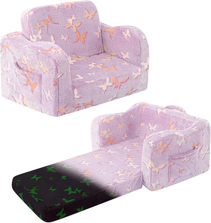 Kids Toddler Chair, 2-in-1 Toddler Couch Fold Out, Convertible Chairs by Snowmini