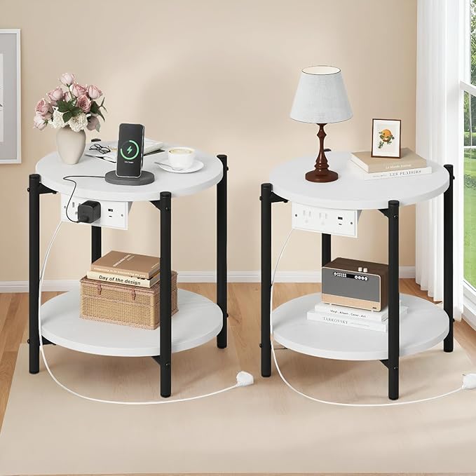 LIKIMIO Small Round End Tables Set of 2 - Image 9