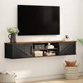 Floating TV Stand with Doors, 2 Tier Wall Mounted TV Stand, Floating by ALLSTAND