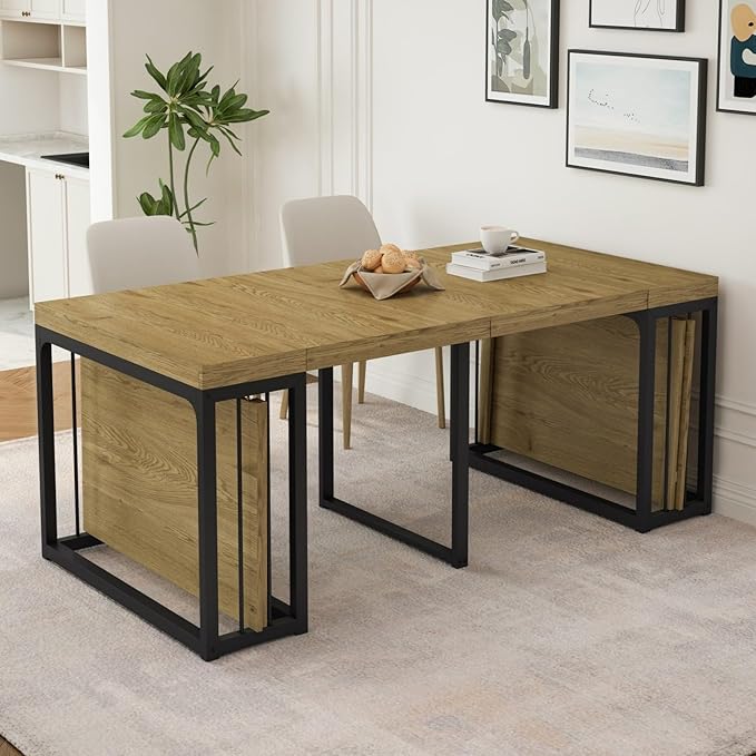 KEIKI 23.62" - 118" L Extendable Foldable Dining Room Table - Image 7