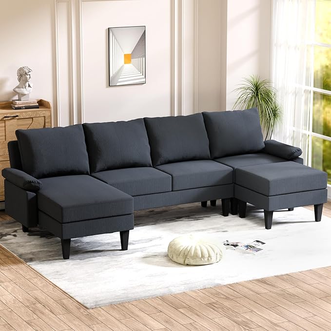 U Shaped Sectional Couch, Convertible Modular Sectional Sofa by FONTOI