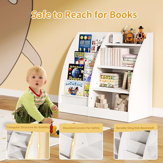 4 Tier Kids Bookshelf, 4 Layer Sling Kids Book Shelf - Image 3