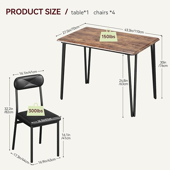 GarveeHome Dining Table Set for 4, Kitchen Table - Image 7