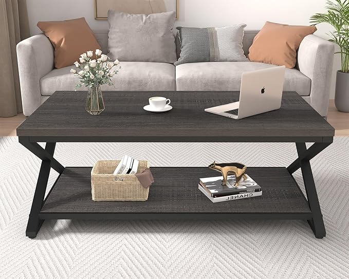HSH Gray Coffee Table for Living Room, Minimalist Rectangle Center Table - Image 4