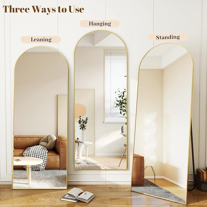Koonmi 30"x71" Arched Full Length Mirror, Standing Hanging or Leaning - Image 5