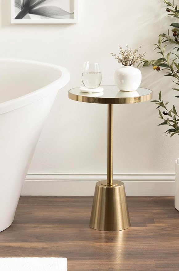 Kate and Laurel Tira Elegant Round Mirrored Side Table, Modern Glam Circle End - Image 4