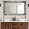 YOSHOOT Rustic Wooden Framed Wall Mirror, Natural Wood Bathroom Vanity Mirror by YOSHOOT