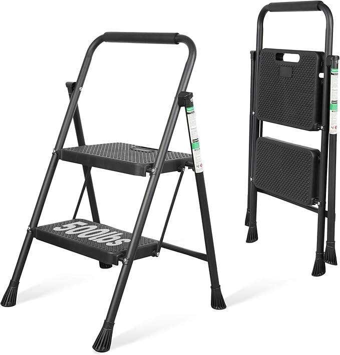 2 Step Ladder, Portable Steel Folding Step Stool by Arbusb