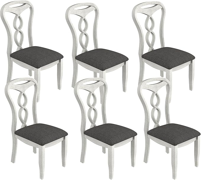 Solid Wood Dining Chair Set of 6, Kitchen Dining Room Chair by Peatuk